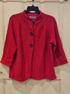 Liz Claiborne Vibrant Red Button-Front Knit Sweater